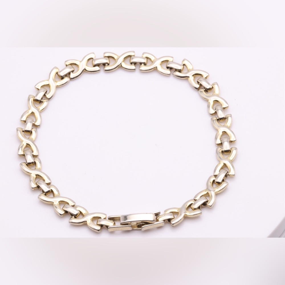 Vintage 1960s Korean Gold Tone Link Bracelet Mid Century Modern - 7 1/2"
